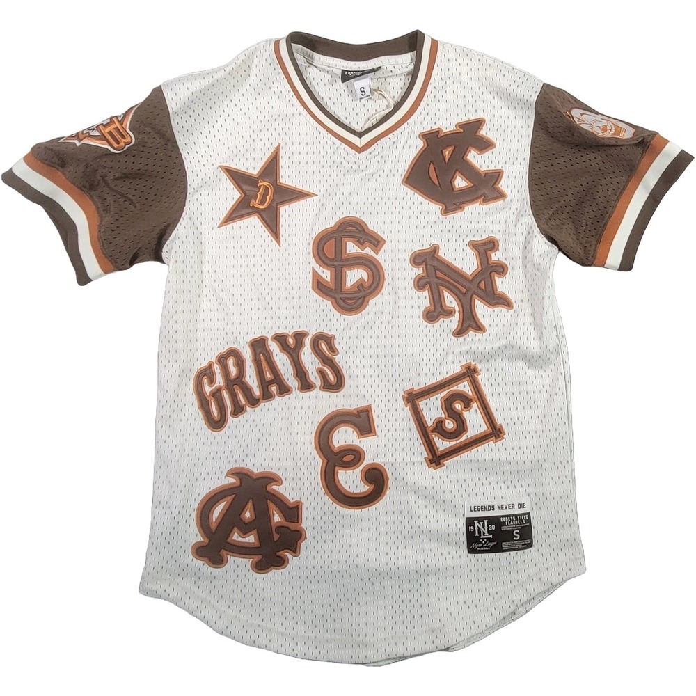 Ebbets Field Flannels Men's Negro League Sandbag V-Neck Mesh Jersey Size S